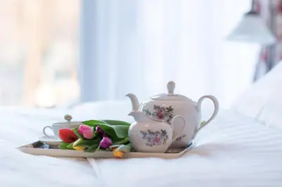 a tea set on a plate with a tea pot at Zandstudio in Alkmaar