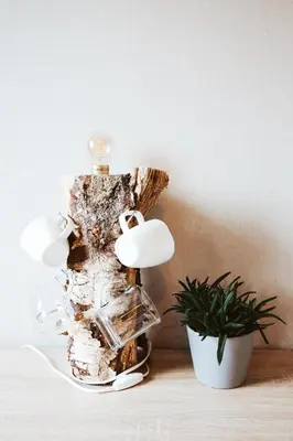a lamp on a table next to a potted plant at Villa La Vida in Egmond aan Zee