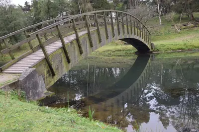 a bridge over a river with its reflection in the water at Appartement Lefferts in Zandvoort