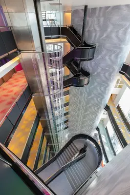 an overhead view of an escalator in a building at Park Inn by Radisson Amsterdam City West in Amsterdam