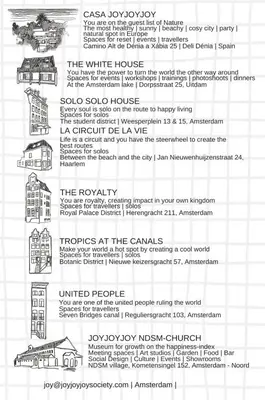 a page of a document with descriptions of a house at JoyJoyJoy the Black Beauty ecolicious studio in a canal house with French balcony with view on the canals in Amsterdam