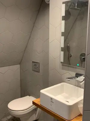 a bathroom with a toilet and a sink at Hotel Restaurant Old Bridge in Amsterdam