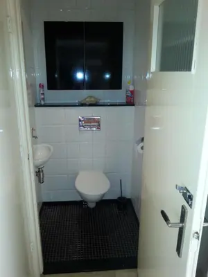 a small bathroom with a toilet and a sink at Kampan in Zandvoort