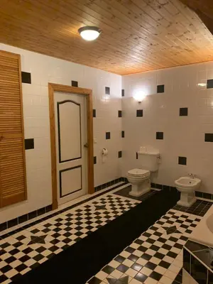 a bathroom with a toilet and a door in it at B&B De Kaagse Koe in Huigsloot