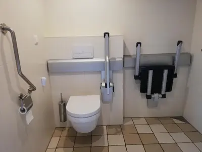 a bathroom with a toilet and a sink at De Zes Wielen in Alkmaar