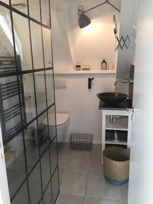 a bathroom with a sink and a toilet at Your a Royalty - Equal Design by JoyJoyJoy - Top Floor and Top Views - Creating houses for the poor in Amsterdam