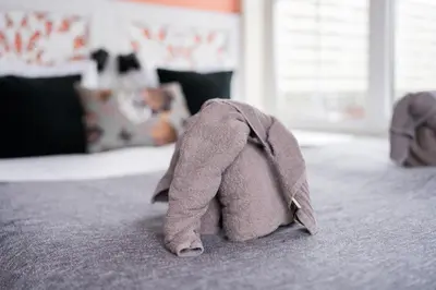 a stuffed elephant on the floor in a room at Boutique Lodge Zandvoort in Zandvoort