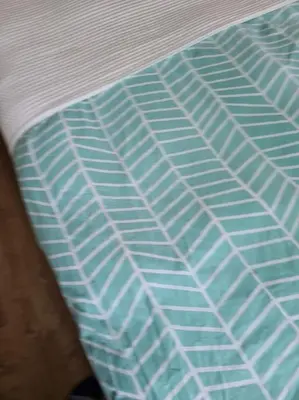 a close up of a blue and white mattress at Johan's B&B - Since 2014 roofterrace and cheap parking in Amsterdam