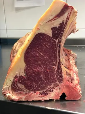 a piece of meat sitting on top of a counter at Slapen bij hofman in Alkmaar