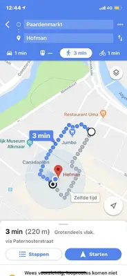 a map of the route of a train ride at Slapen bij hofman in Alkmaar