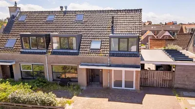 an aerial view of a large brick building at Goudkust 3 'At Sea' in Bergen