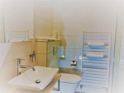 a bathroom with a sink and a toilet at Haarlem 49 in Haarlem