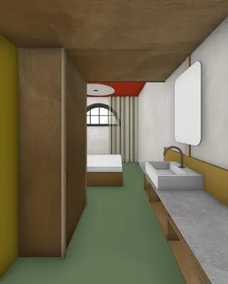 a rendering of a bathroom with a sink at The Anthony in Utrecht