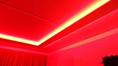 a room with red lights on the ceiling at Studio Black Jack in Amsterdam