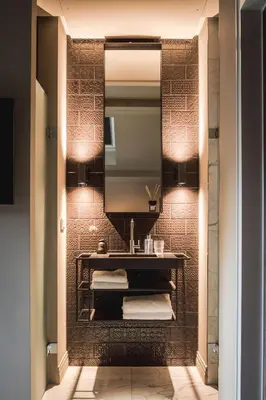a bathroom with a sink and a mirror at Boutique Hotel Villa Kranenbergh in Bergen