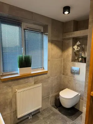 a bathroom with a toilet and a window at Casa del Cisne 2 in Zandvoort