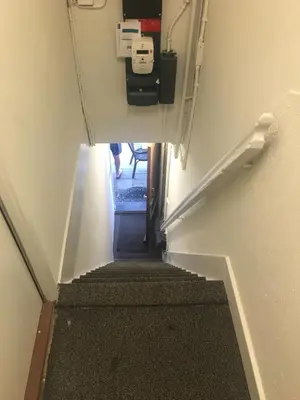 a view of a stairway in a room with a stair case at Olive Bed and Breakfast in Amsterdam