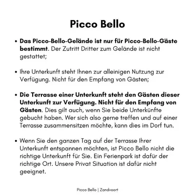 a page of a document with the title of the piece beta at Picco Bello in Zandvoort