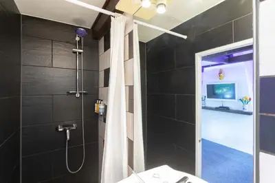 a bathroom with a shower and a sink at Tulip of Amsterdam in Amsterdam