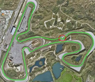 a map of a river with a red circle at Studio Zandvoort in Zandvoort
