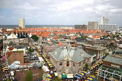 a view of a city with cars and buildings at Studio Zandvoort in Zandvoort
