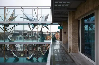 a view from the balcony of a building at Amadi Park Hotel in Amsterdam