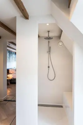 a bathroom with a shower in the ceiling at de Vogelensangh in Vogelenzang