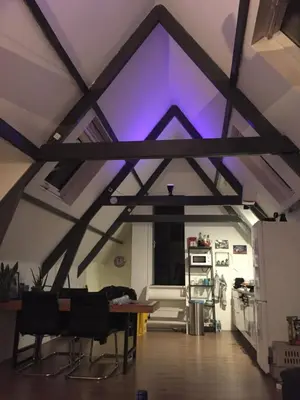 a room with a ceiling with purple lighting at Appartementen Purmerend A in Purmerend