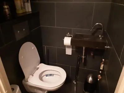 a bathroom with a toilet and a sink at Jacuzzi Amsterdam Center Apartment Sunny Top Floor in Amsterdam