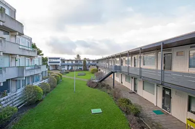 an overhead view of an apartment building with a yard at Amsterdam Beach Apartment 90 in Zandvoort