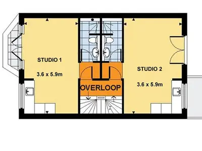a floor plan of a house at Zeehuis Appartement & Studio in Zandvoort