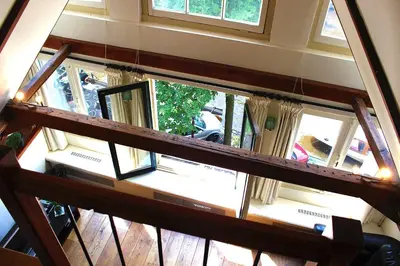 an overhead view of a window in a house at Amsterdam Jewel Canal Apartments in Amsterdam