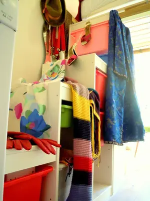 a closet filled with lots of different colored ties at MissOrtelia B&B in Amsterdam