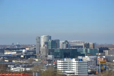 a view of a city with tall buildings at Fletcher Hotel Amsterdam in Amsterdam