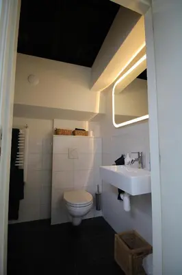 a bathroom with a toilet and a sink at studio Vincent van Gogh in Amsterdam