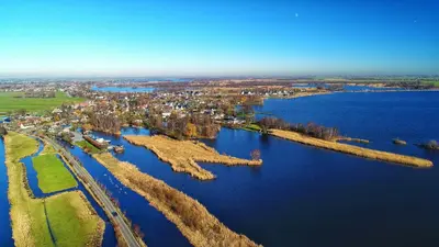 an aerial view of a large body of water at Dobberhuisje in Nieuwkoop