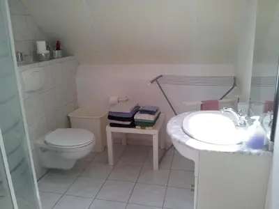a white bathroom with a toilet and a sink at de Boomgaard Groene Hart in Polsbroekerdam