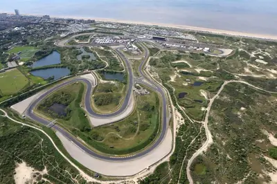 an aerial view of a road with a river at Continentaiz Appartement in Zandvoort
