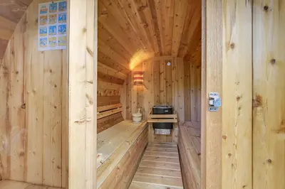 an inside view of a wooden sauna at Zandvoort Paradise Boutique Chambre in Zandvoort