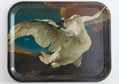 a painting of a white bird with its wings out at Waterland Hoge Huis in Monnickendam