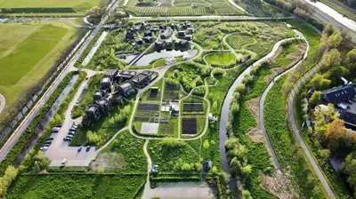 an overhead view of a park with a train at Basecamp Amsterdam in Amsterdam