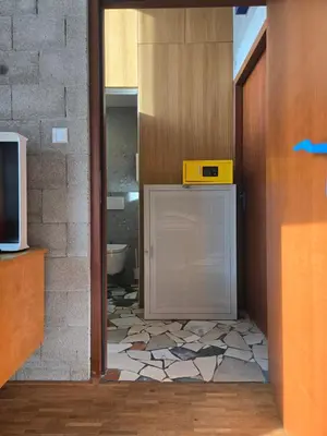 a bathroom with a door and a toilet in a room at BB in Amsterdam, 35m2, gratis parkeren in Amsterdam