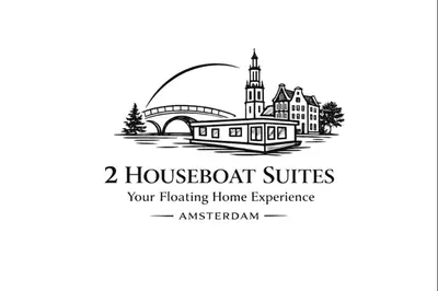 a logo for two houseboat suites with a building home experience at 2 Houseboat Suites Amsterdam Prinsengracht in Amsterdam