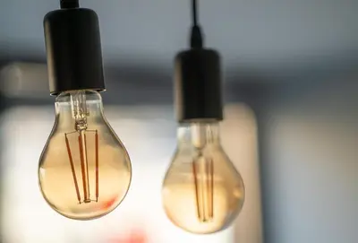 two light bulbs are hanging from a ceiling at 2 Houseboat Suites Amsterdam Prinsengracht in Amsterdam