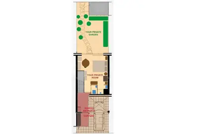 a floor plan of a building at Private studio, patio garden and free car parking in Amsterdam
