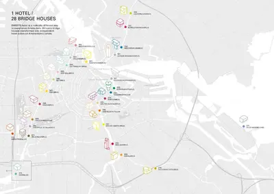 a map of the harriott hotels at SWEETS - Willemsbrug in Amsterdam