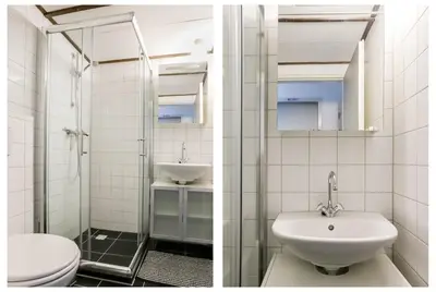 two pictures of a bathroom with a toilet and a sink at Rekerlanden 195 in Schoorldam