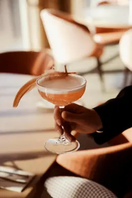 a person holding a drink in a martini glass at Van der Valk Hotel Amsterdam Zuidas-Rai in Amsterdam