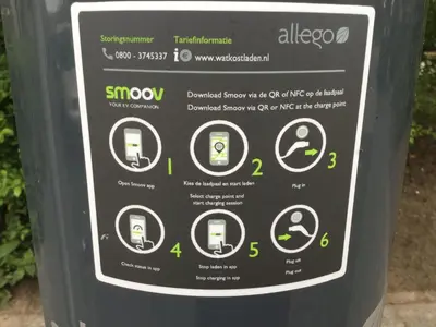 a sign on a trash can in a park at Familie Quellhorst in Leiden