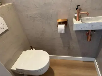 a bathroom with a white toilet and a sink at Vakantiehuis aan het water in Vinkeveen